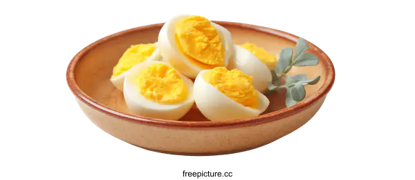 [Transparent Background PNG]Sliced Hard Boiled Eggs Served on a Plate