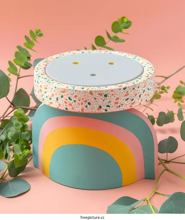 Rainbow Terrazzo Plant Stand Decor