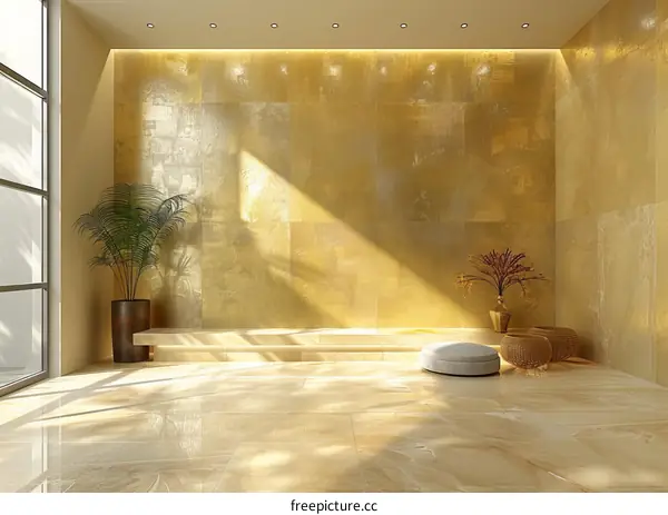 Luxury Gold Interior Design with Marble Floor