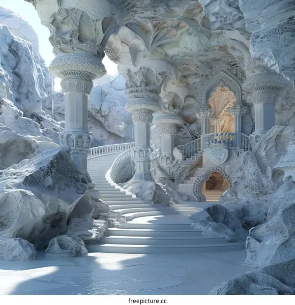 Ornate Marble Throne Room with Stairs