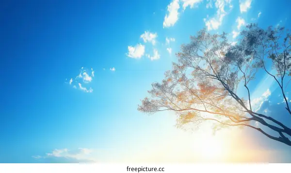 Majestic Sky Sunrise with Tree Silhouette