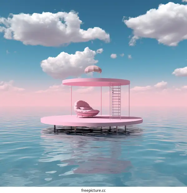 Serene Seascape with Floating Daybed