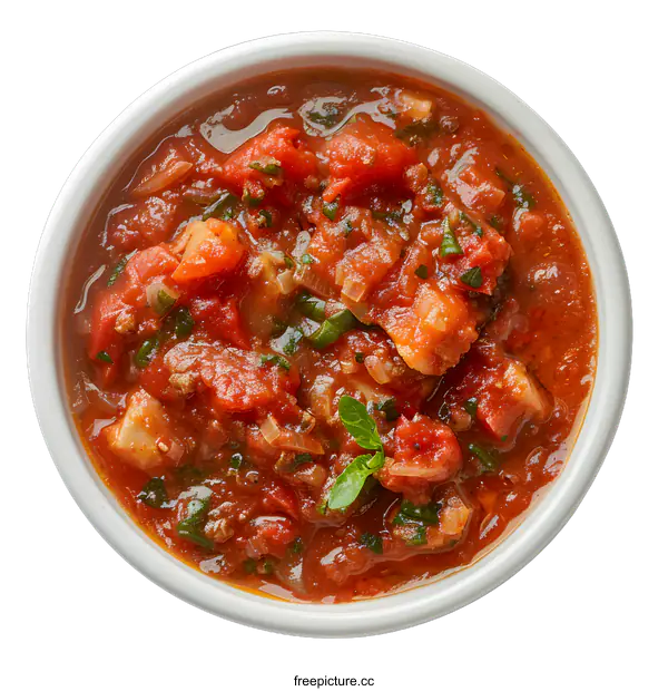 [Transparent Background PNG]Top view of a bowl of tomato sauce