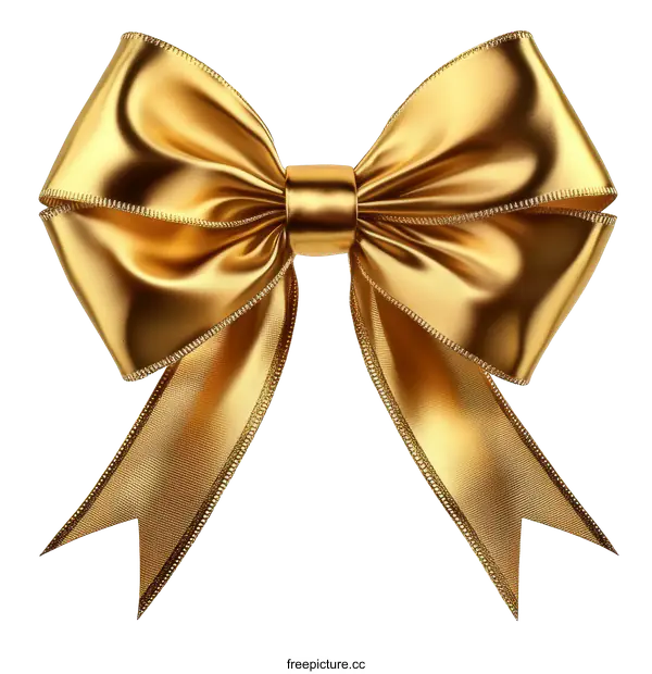 [Transparent Background PNG]Golden Satin Ribbon Bow Decoration