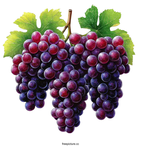[Transparent Background PNG]A Cluster of Juicy Red Grapes