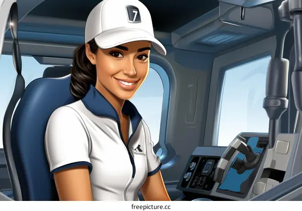 Female Truck Driver Smiling