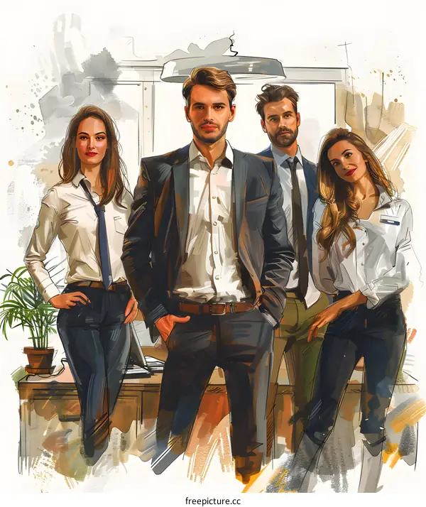 Group of business people standing in an office