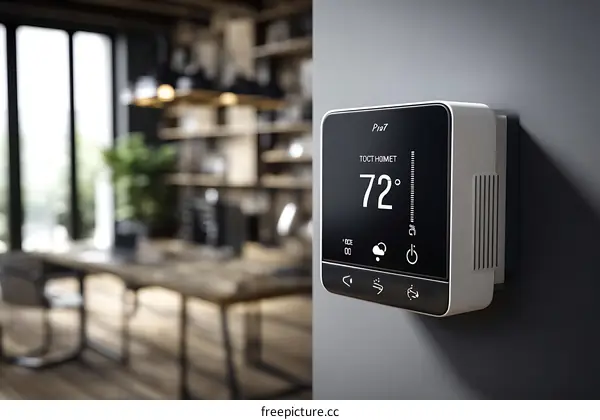 Modern Smart Thermostat in Modern Office