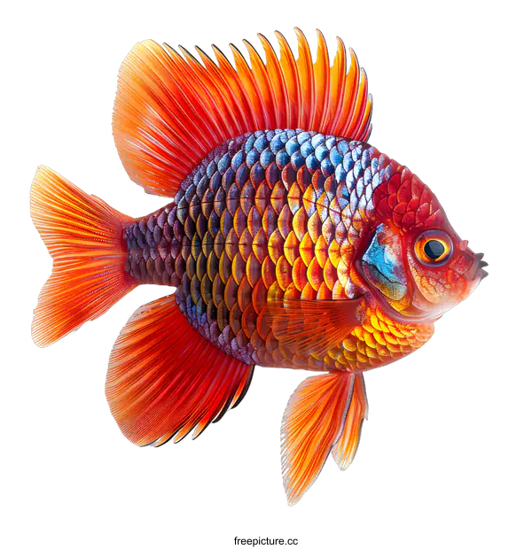 [Transparent Background PNG]Colorful Fish on White Background