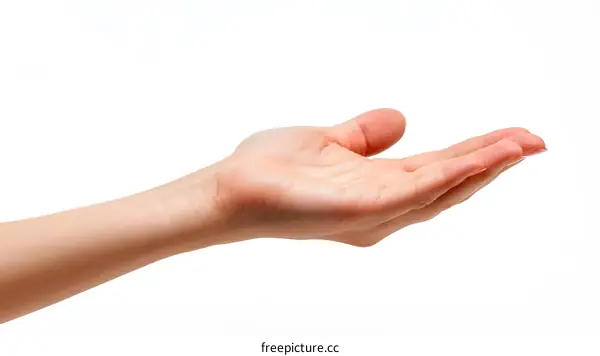 Open Hand Gesture on White Background