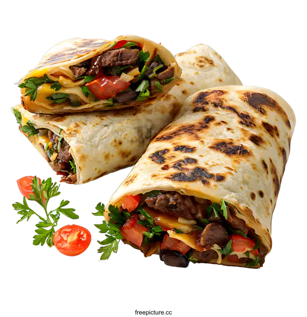 [Transparent Background PNG]Beef and cheese burrito