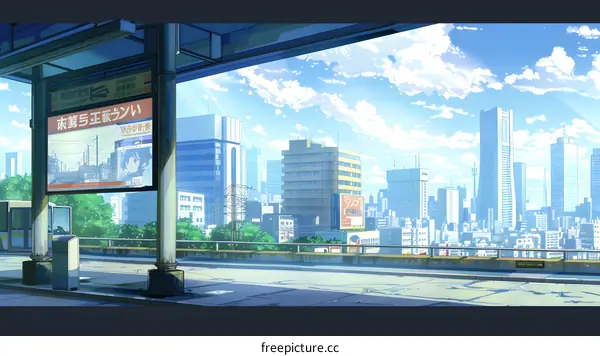 Cityscape View from a Bus Stop