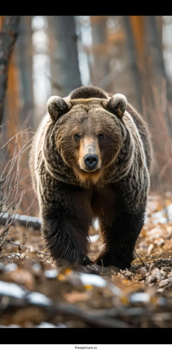 Grizzly in Autumn Forest