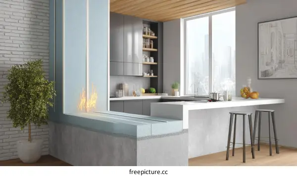 Modern Kitchen Design with Insulated Wall