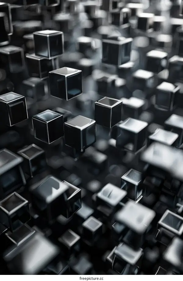 Black cubes floating in a three dimensional space