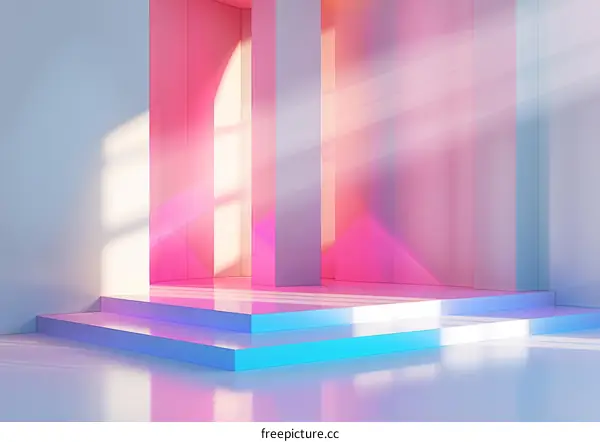Pastel Pink Blue Minimal Abstract Room Background Geometric Shapes Podium