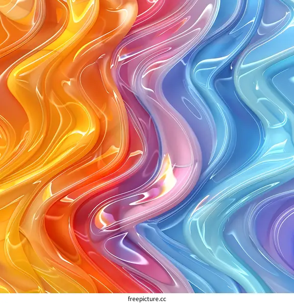 Colorful abstract painting with waves of color