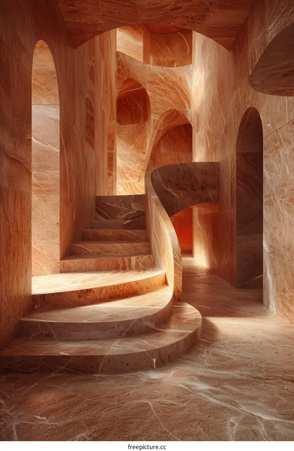 Abstract Interior Design with Stone Stairs