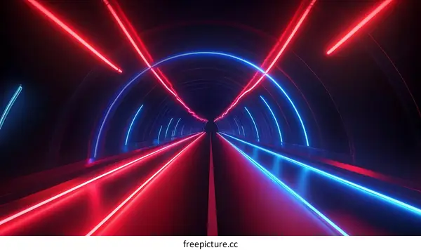 Neon Tunnel Abstract Futuristic Pathway