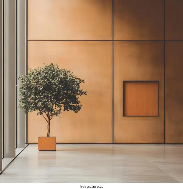 Minimalist Interior Design with Plant in a Modern Building