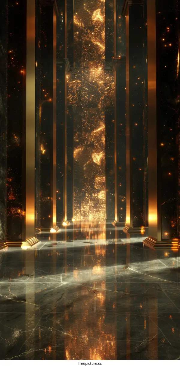 Golden City Hallway Illustration