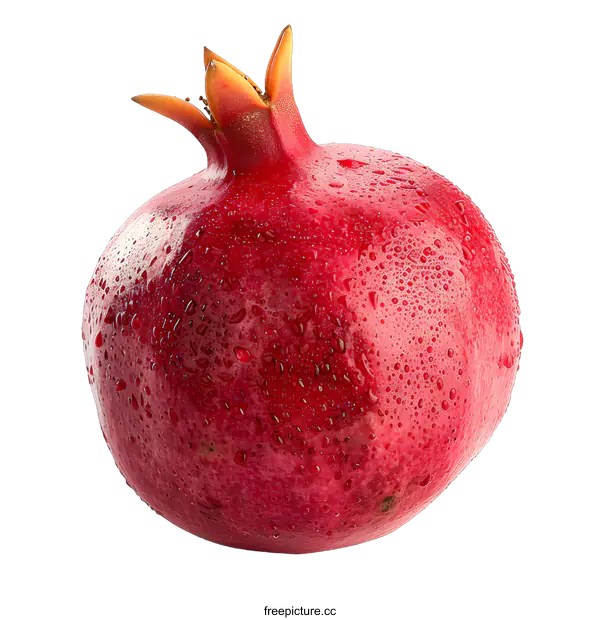 [Transparent Background PNG]Ripe pomegranate fruit with water drops