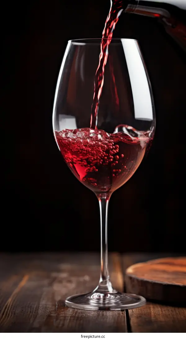 Red wine being poured into a glass