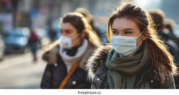 Woman Wearing a Face Mask in the City