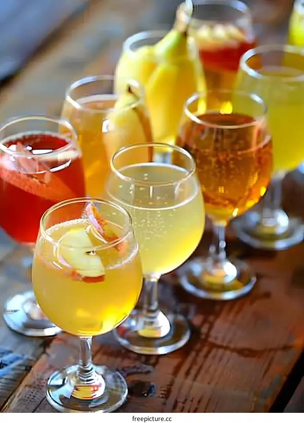 Variety of Apple Cider Drinks in Glasses