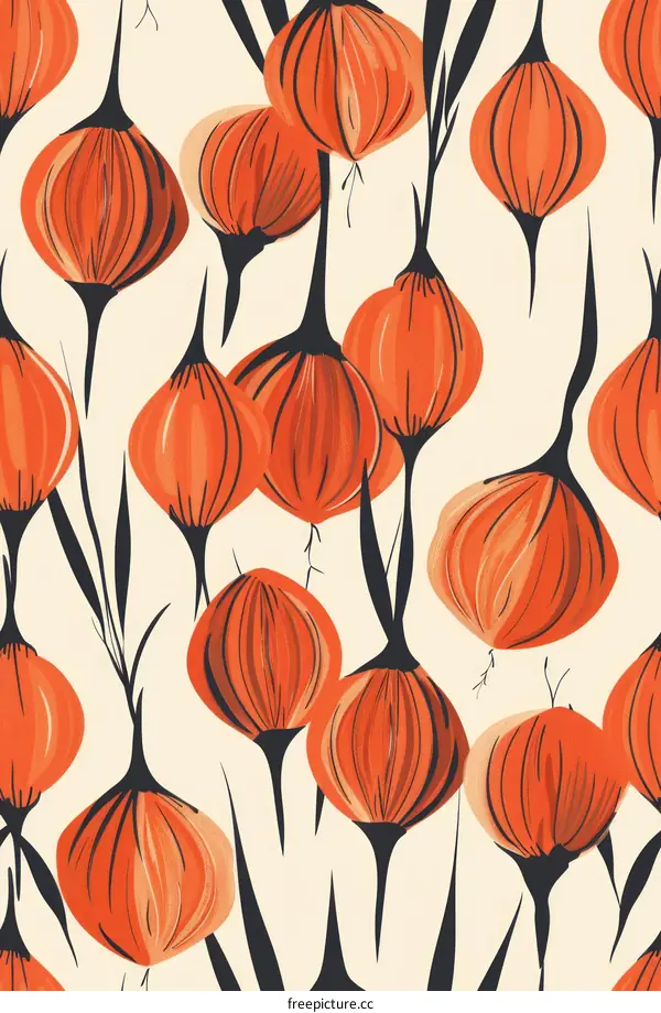 Hand Drawn Red Onion Seamless Pattern