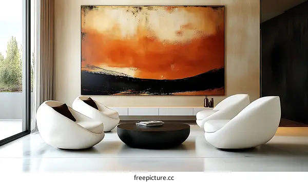 Modern Living Room Interior Design with Abstract Art