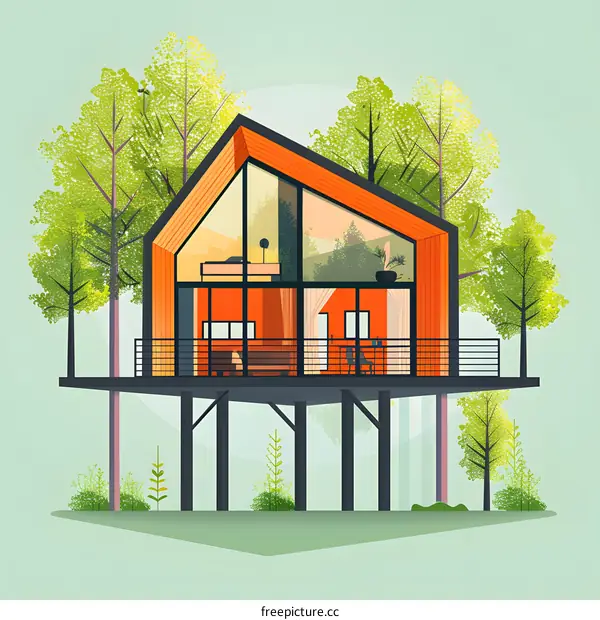 Modern Treehouse Design Illustration