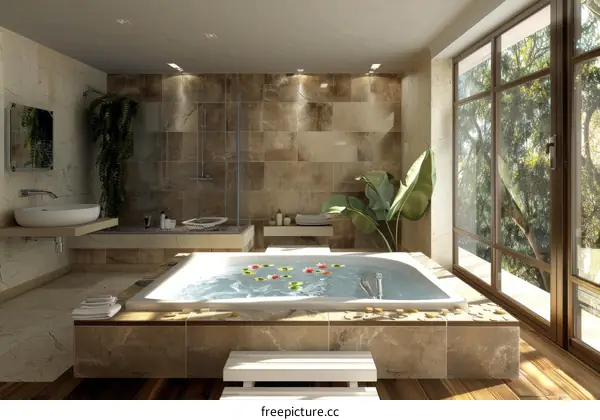 Modern Brown Marble Bathroom Interior Decoration