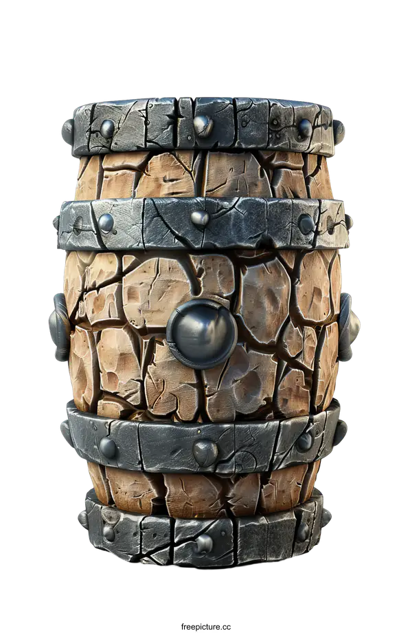 [Transparent Background PNG]Fantasy Metal and Stone Barrel