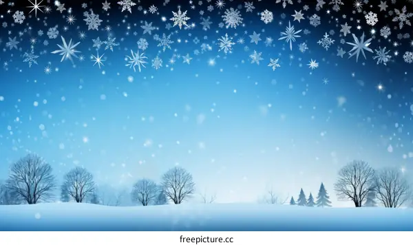 Winter Wonderland: Blue Landscape with Snowflakes