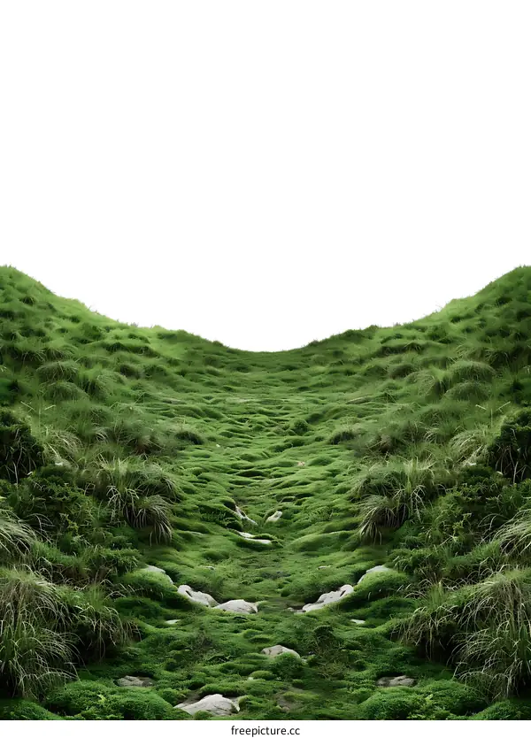 Green Grass and Rocks on a Hill