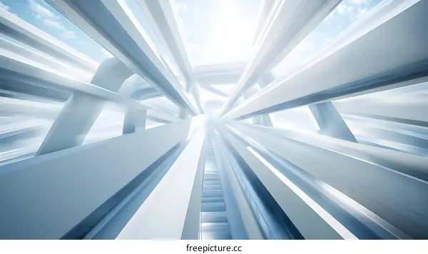 Abstract White Architectural Design with Stairway Leading Upwards