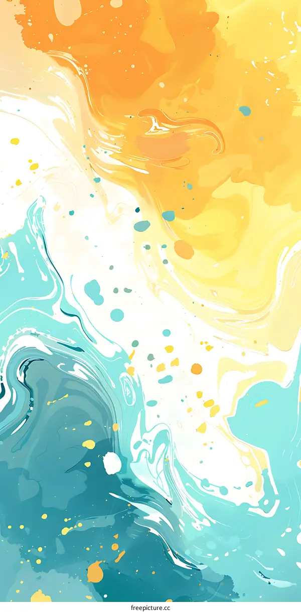 Abstract Watercolor Painting with Blue and Yellow Colors