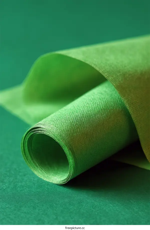 Rolled Green Fabric Texture Close Up