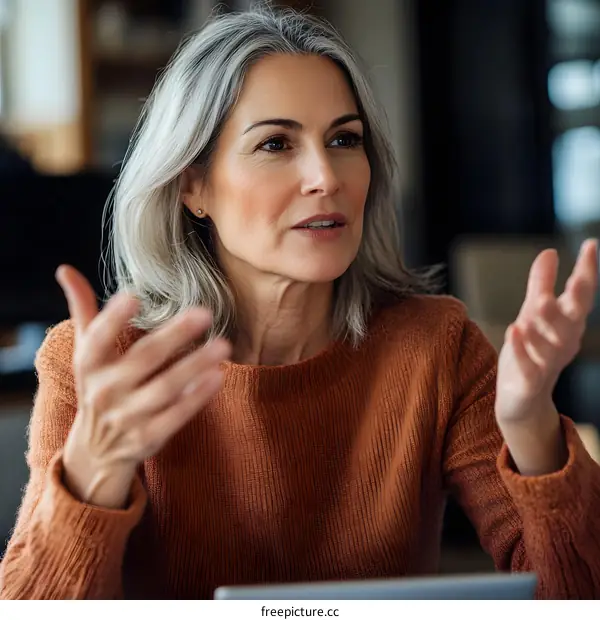Portrait of a Caucasian Woman Talking
