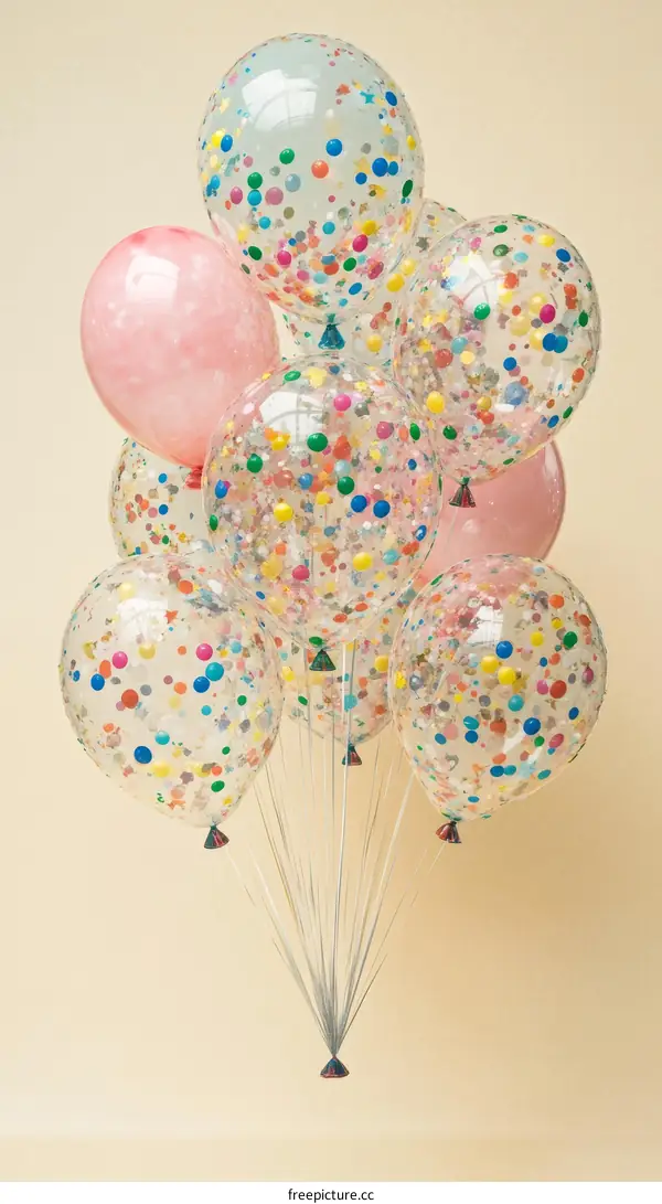 Colorful Confetti Balloons Bunch Festive Party