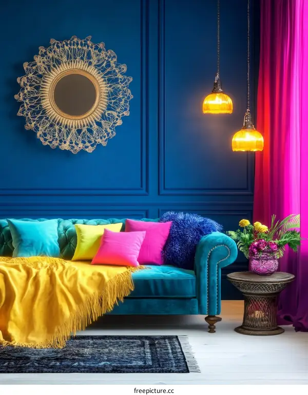 Vibrant Colorful Living Room Interior Design