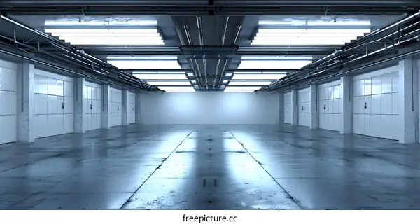 Empty Garage Space with White Doors