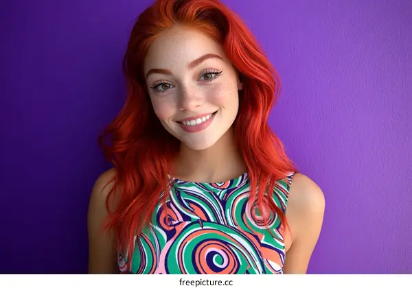 Smiling Woman with Vibrant Red Hair