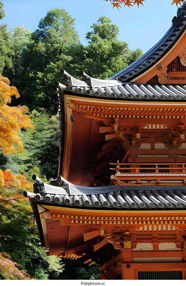 Traditional Japanese Temple Roof Detail