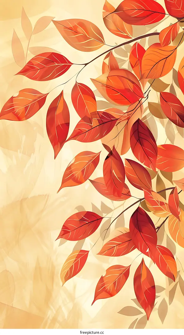 Autumn Leaves Branch Abstract Illustration