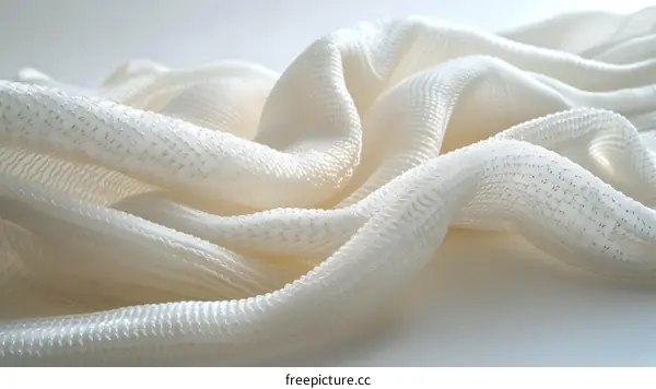 Close-up of a white cloth with a wavy pattern