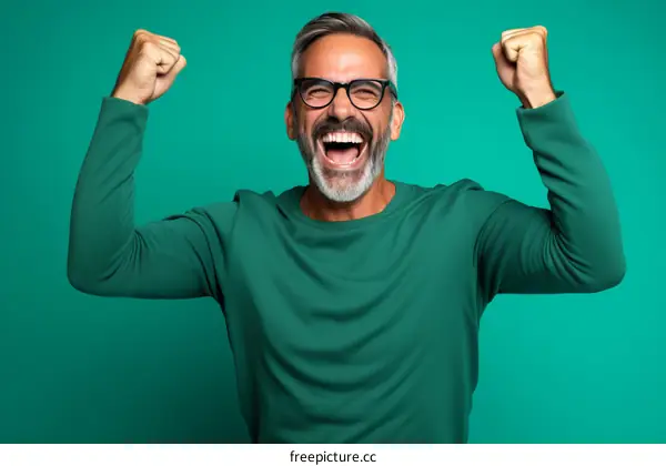 Ecstatic man celebrating his success