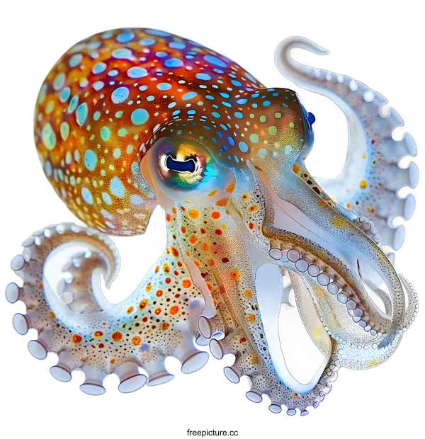 [Transparent Background PNG]Colorful Octopus on a White Background