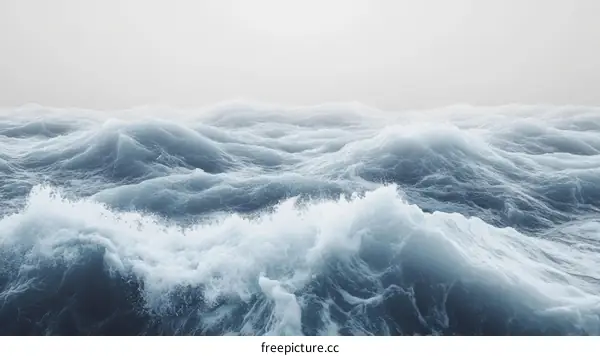 Vast Sea Waves in a Misty Atmosphere